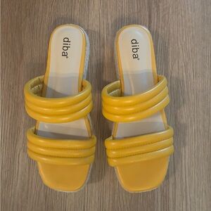 Diba Espadrille Slide Sandals with Ribbed Strap - Yellow - Size 8